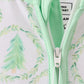 Green christmas tree bamboo zipper romper