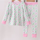 Pink christmas tree bamboo pajama set