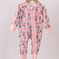 Nutcracker print bamboo ruffle zipper romper