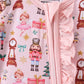 Nutcracker print bamboo ruffle zipper romper