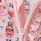 Nutcracker print bamboo ruffle zipper romper