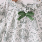 Green christmas tree print ruffle romper