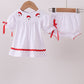 White santa claus smocked bloomer set