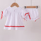 White santa claus smocked bloomer set