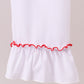White santa claus smocked ruffle pants set