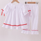 White santa claus smocked ruffle pants set