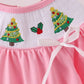 Pink christmas tree smocked bubble