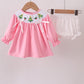 Pink christmas tree smocked bloomer set