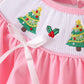 Pink christmas tree smocked bloomer set