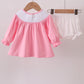 Pink christmas tree smocked bloomer set