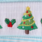 Blue stripe christmas tree smocked romper