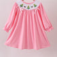 Pink christmas tree smocked ruffle dress
