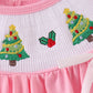 Pink christmas tree smocked ruffle dress