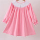 Pink christmas tree smocked ruffle dress