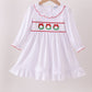 White wreath smocked ruffle dress
