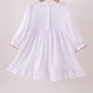 White wreath smocked ruffle dress