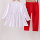 White wreath smocked ruffle pants set