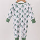 Green christmas tree bamboo zipper romper