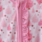 Pink christmas tree bamboo ruffle zipper romper