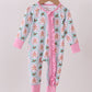 Pink christmas tree bamboo ruffle romper
