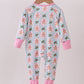 Pink christmas tree bamboo ruffle romper