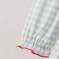 Sage ribbon bow gingham ruffle gown dress