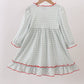 Sage ribbon bow gingham ruffle gown dress