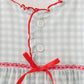 Sage ribbon bow gingham ruffle gown dress