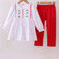 White holly embroidery pants set