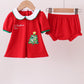 Red christmas tree applique bloomer set