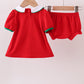 Red christmas tree applique bloomer set
