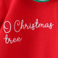 Red christmas tree applique dress