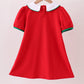 Red christmas tree applique dress