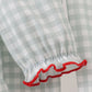 Sage gingham ribbon bow ruffle pants set