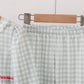 Sage gingham ribbon bow ruffle pants set