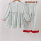 Sage gingham ribbon bow ruffle pants set