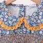Navy floral smocked ruffle pants set