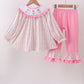 Floral tulip smocked ruffle pants set