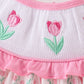 Floral tulip smocked ruffle pants set