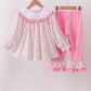 Floral tulip smocked ruffle pants set