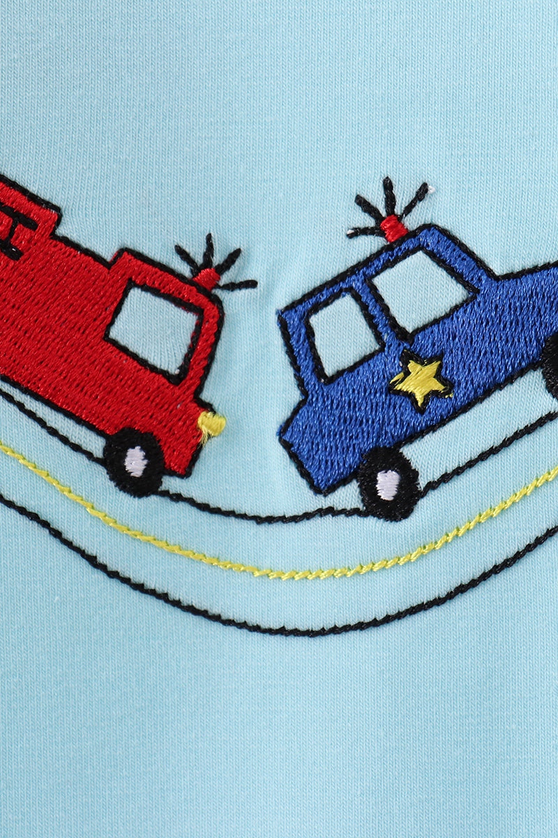 Blue vehicle emboridery bubble