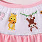 Pink animal smocked ruffle pants set