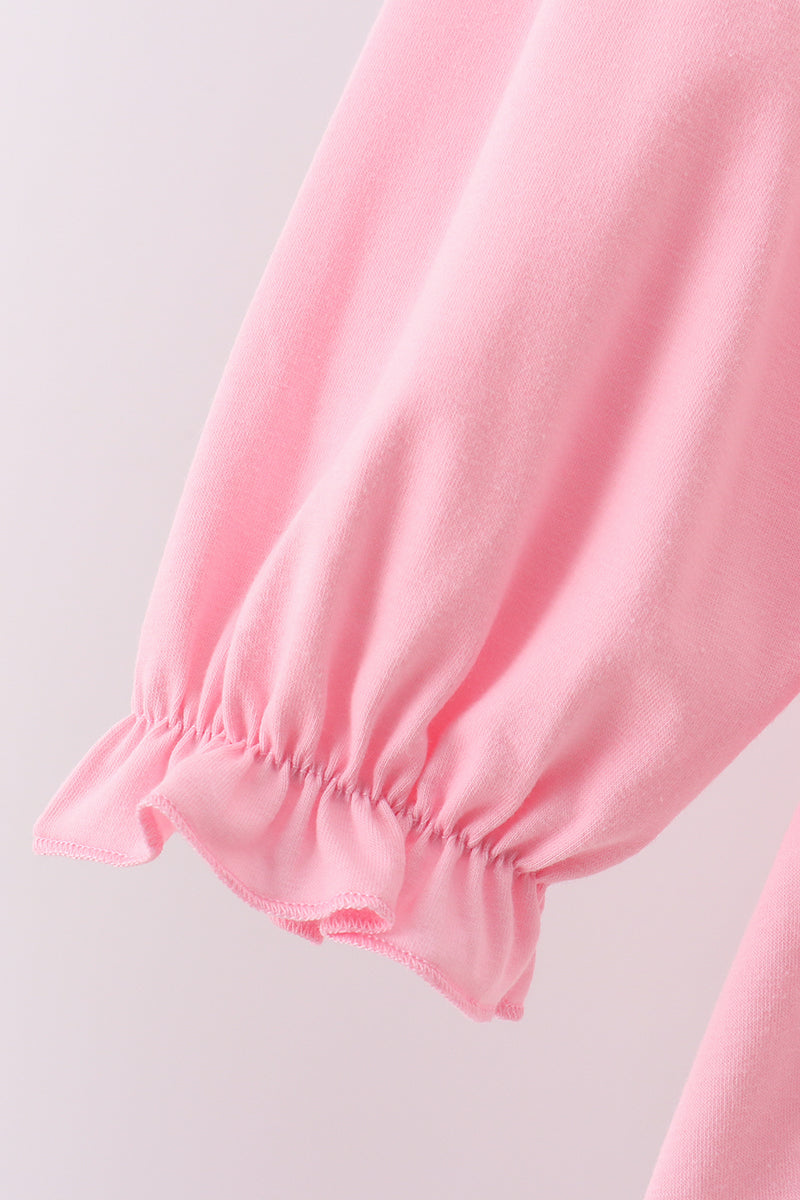 Pink animal smocked ruffle pants set