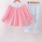 Pink animal smocked ruffle pants set