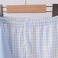 Blue cotton applique gingham pants set