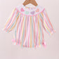 Multicolored heart smocked bow bubble