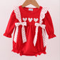 Red heart applique ruffle bubble