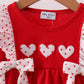 Red heart applique ruffle bubble
