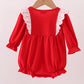 Red heart applique ruffle bubble