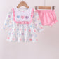 Multicolored heart smocked bloomer set
